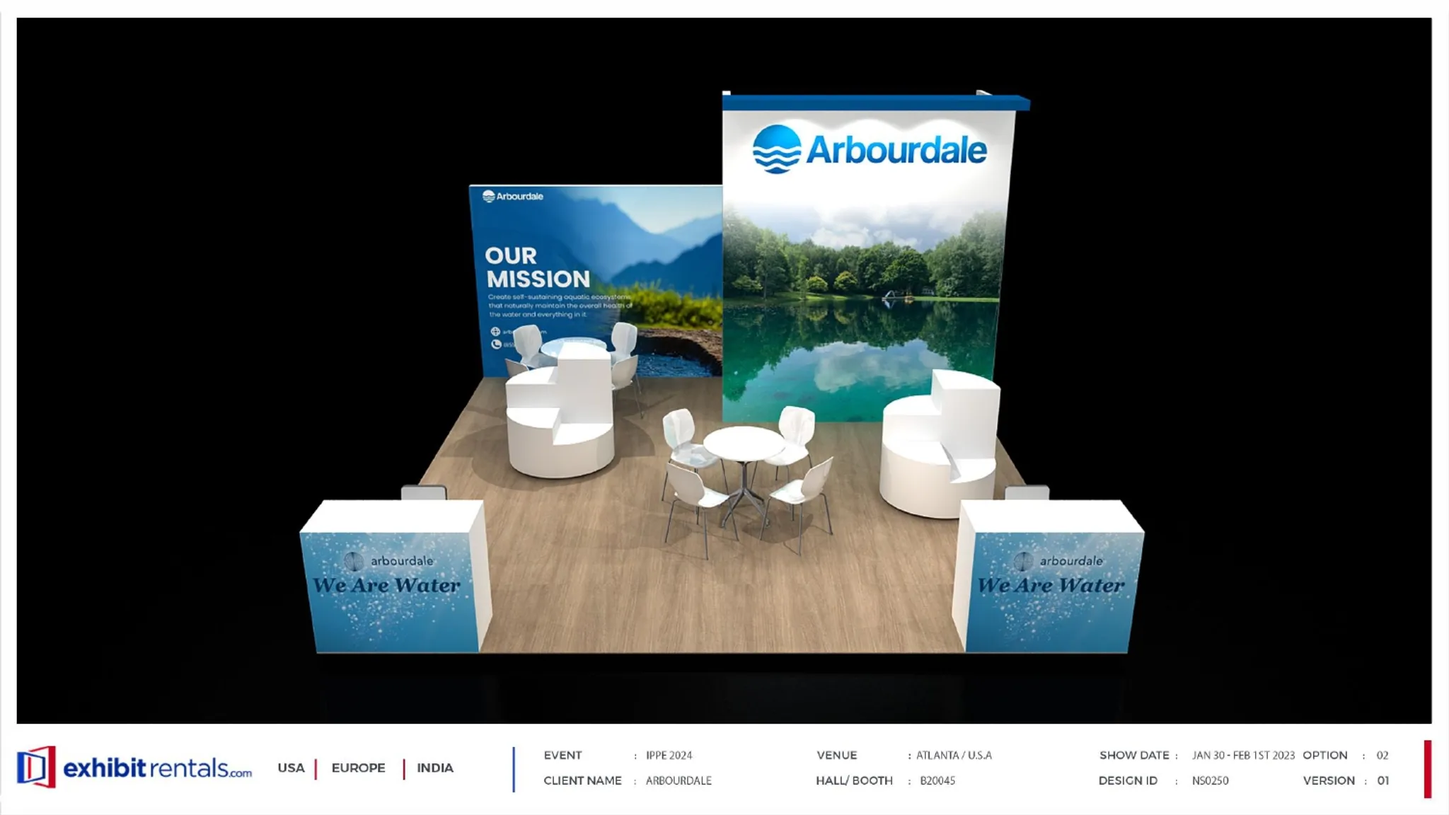 20x20 Peninsula booth design by Exhibit-Rentals
